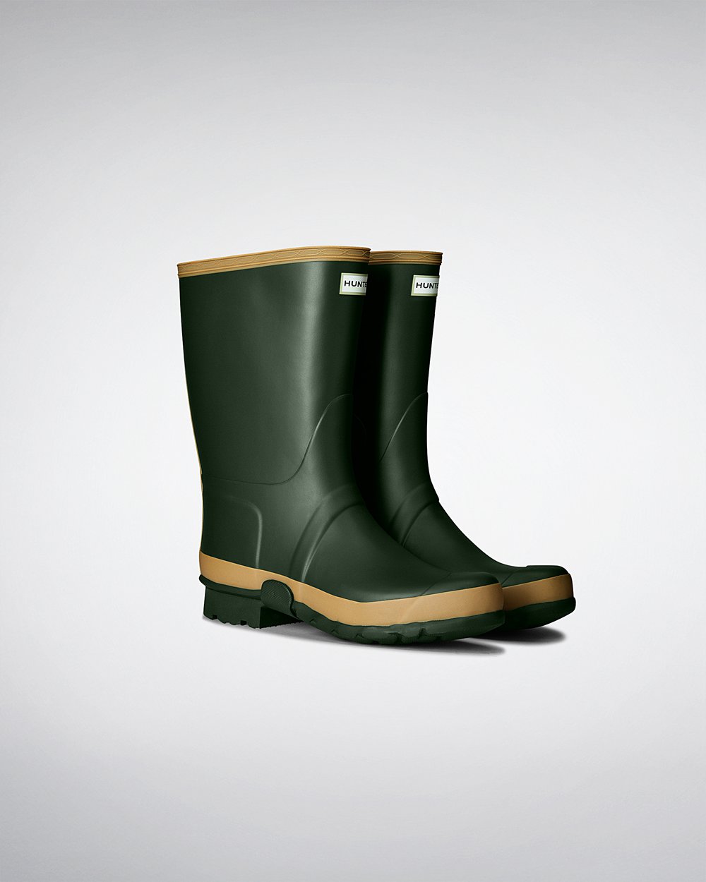 Mens Short Rain Boots - Hunter Gardener (65JQENKMP) - Green
